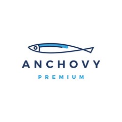 Sticker - anchovy logo vector icon illustration