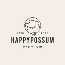Possum Hipster Vintage Logo Vector Icon Illustration