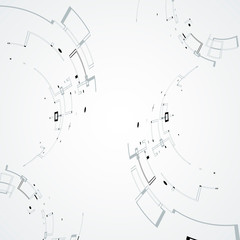 Poster - Line art abstract rounded shapes for concept design. Vector graphic illustration. Creative geometric wallpaper. Modern shape concept. Futuristic technology concept