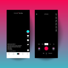 Creative mockup application page user interface. Tiktok video iinterface concept. Social media design