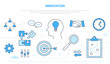 © teguhjatipras - innovation concept with team brainstorming idea invention campaign for website homepage template landing page banner with outline icon style