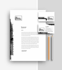 Wall Mural - Business letterhead with business card templates design, Vector illustration.