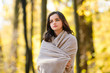 © Volodymyr - Young beautiful teenager girl surrounded autumn leaves outdoor.