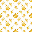 Watercolor seamless pattern of yellow branches. Autumn background.