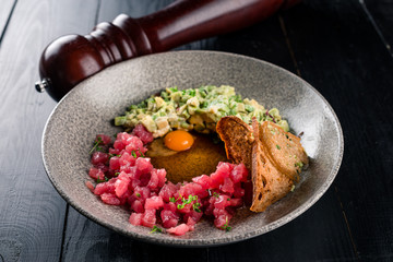 Sticker - tuna tartare in a Japanese restaurant