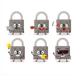 Sticker - Lock cartoon character with various types of business emoticons