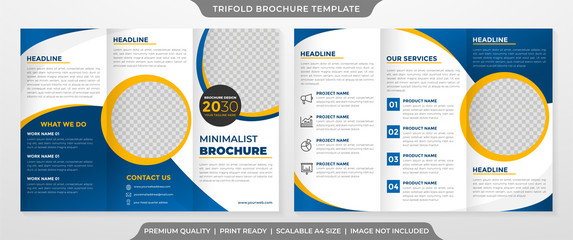 Sticker - trifold brochure template design with modern style and minimalist layout concept