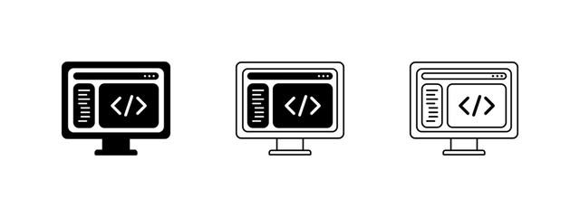 Wall Mural - display with coding bracket icon
