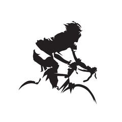 Wall Mural - Cycling, road cyclist side view. Isolated vector silhouette. Biking logo
