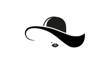 Sexy, Elegant And Glamour Lady In Black Hat Icon. Vector On Isolated White Background. EPS 10