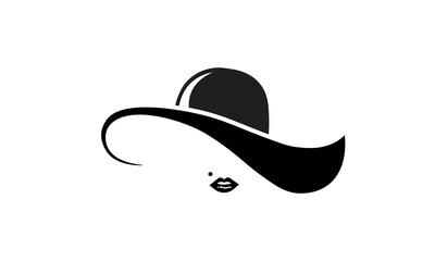 sexy, elegant and glamour lady in black hat icon. vector on isolated white background. eps 10