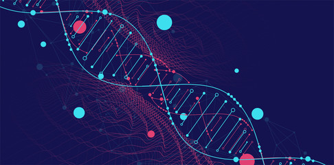 DNA abstract molecule. Medical science, genetic biotechnology, chemistry biology vector concept.