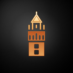 Sticker - Gold Giralda in Seville Spain icon isolated on black background. Vector.