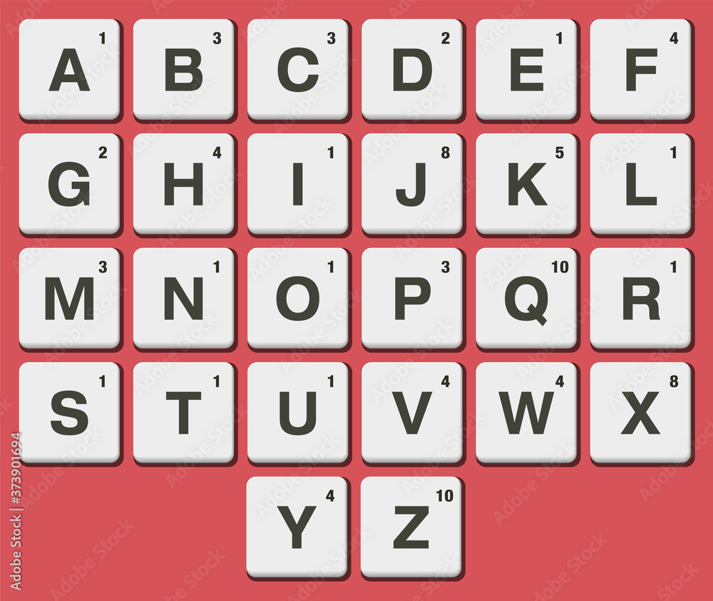 Val Letters vector set of letters with value on plastic tiles Stock Vector | Adobe ...