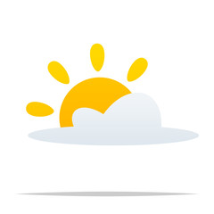 Sticker - Cloudy sun vector isolated illustration