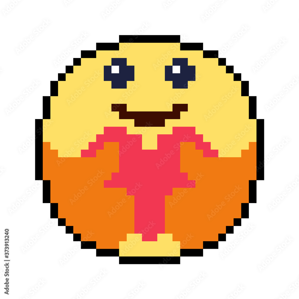 Emoticon and Emoji Smile, pixel art design Stock Vector | Adobe Stock