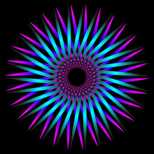 Abstract Fractal Pattern In The Shape Of A Flower Star. Fractal Star Grid Vector Image With Circular Transitions. Purple Blue Colorful