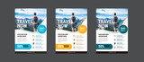 Fototapeta  - Travel poster or flyer pamphlet brochure design layout space for photo background. Yellow Travel flyer template for travel agency
