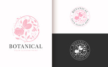Abstract Floral Vintage Logo With Butterfly