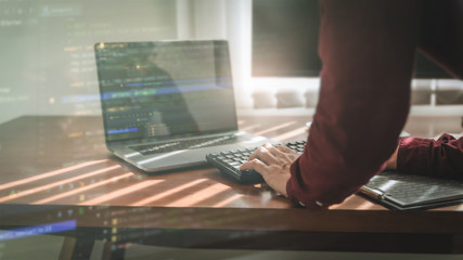 Wall Mural - software developer programmer coding data technologies.