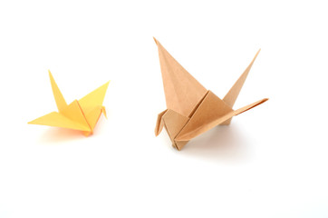 Wall Mural - Two origami birds on white