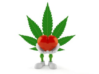 Wall Mural - Cannabis character holding heart