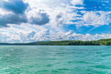 Turquoise Water And Blue Sky On Walloon Lake In Michigan On A Summer Day
