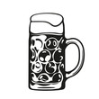 Dimpled Oktoberfest Glass Beer Mug. Hand drawn vector illustratio.