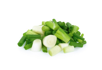 Wall Mural - Green onion isolated on the white background.