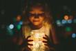 © Svetlana Iakusheva - Young toddler girl holding magic fairy lights