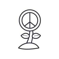 Poster - peace and love flower line style icon vector design