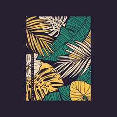 Vector hand drawn tropical illustration. T-shirt print, poster, cover design