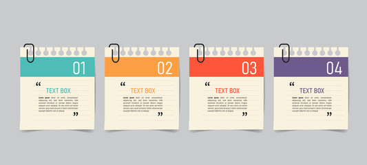 text box design with note papers.