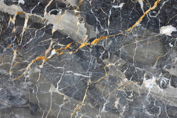 Wall Mural - Gold and white patterned of dark gray marble (Russia Gold) texture for interior or other design. Abstract background.