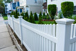 White picket fence in a residential neighborhood just south of downtown Boston.