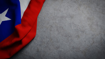 Flag of Chile on concrete backdrop. Chilean flag background with copy space