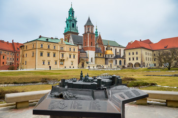 Poland. Krakow. Houses and street of the city of Krakow. Cityscape. February 21, 2018