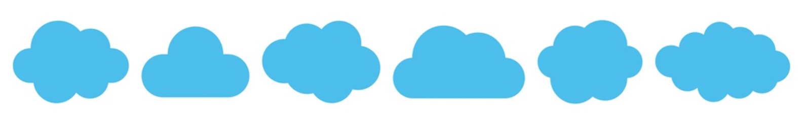 Wall Mural - Cloud Icon Blue | Clouds Illustration | Weather Climate Symbol | Computing Storage Logo | Cartoon Bubble Sign | Isolated | Variations