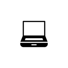 Poster - Laptop Icon in black flat glyph, filled style isolated on white background