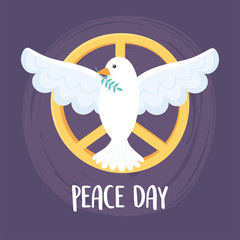 Sticker - international peace day pigeon with leaf in beak emblem