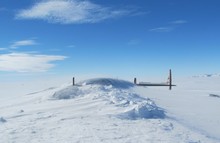Pegasus Plane Crash Site With Fuselage And Tail Above Snowline, Buried In Antarctica
