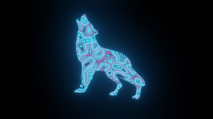Wall Mural - illustration graphic of beautiful texture or pattern formation on the wolf body shape, isolated on b
