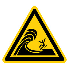 Warning Waves Break On Ledge Stand Back Symbol Sign, Vector Illustration, Isolate On White Background Label. EPS10