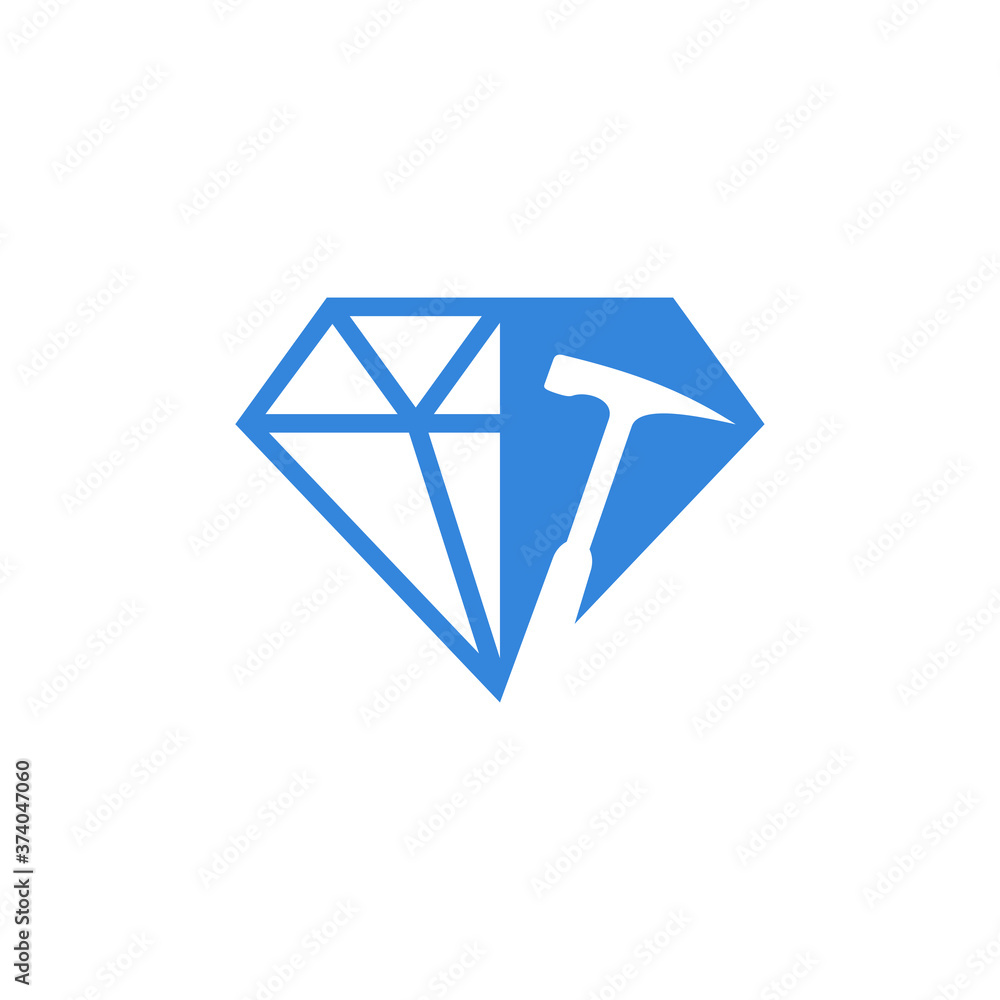Mining logo template with Diamond concept. Stylish monochrome vector ...