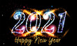 2021 Happy New Year eve glowing text design with golden Light on black background - Happy New Year 2021 Blue and Golden Light illustration on black Background - New Year 2021 Background illustration