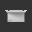 © sabelskaya - White cardboard packaging box mockup on black background