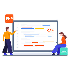 web development concept, programming flat vector