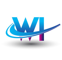 initial letter WI logotype company name colored blue and magenta swoosh design. vector logo for business and company identity.