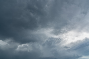dark dramatic sky and clouds. background for death and sad concept. gray sky and fluffy white clouds