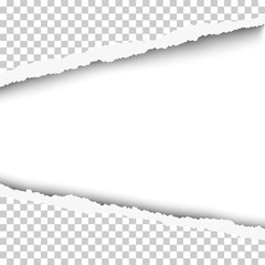 Wall Mural - Torn, snatched window with white background in transparent sheet of paper. Vector template paper design.